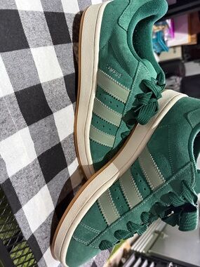 adidas Campus Green Suede Sneakers with light green Stripes